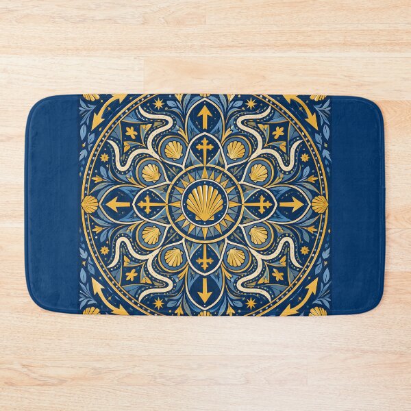 Item preview, Camino de Santiago Pilgrimage Scallop Shell Cross Medieval Tile Design designed and sold by Sybille-Yates.
