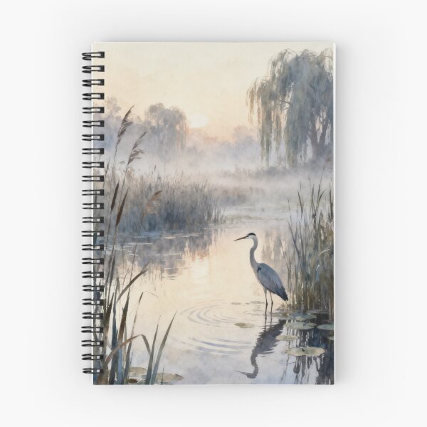 Item preview, Heron Wetland Wall Art, Marsh Landscape Painting, Bird Nature Print, Serene Water Garden Decor designed and sold by stylishdzign.