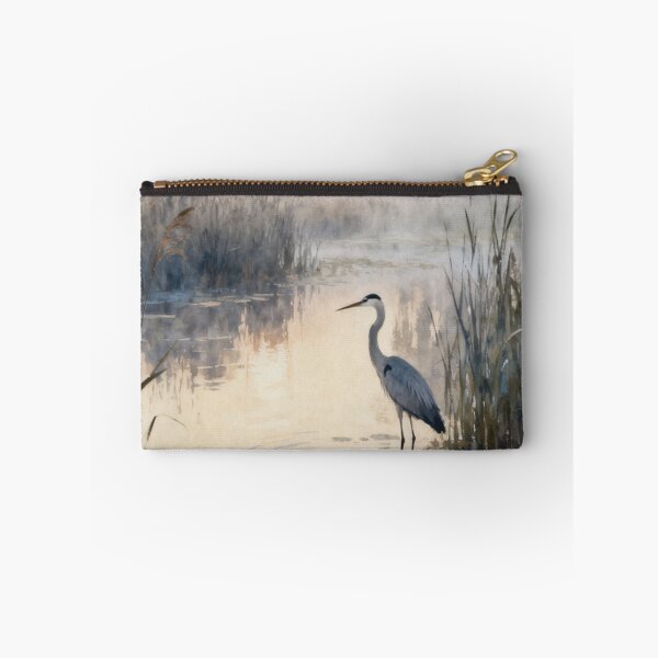 Item preview, Heron Wetland Wall Art, Marsh Landscape Painting, Bird Nature Print, Serene Water Garden Decor designed and sold by stylishdzign.