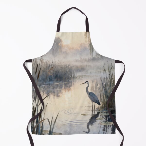 Item preview, Heron Wetland Wall Art, Marsh Landscape Painting, Bird Nature Print, Serene Water Garden Decor designed and sold by stylishdzign.