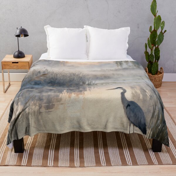 Item preview, Heron Wetland Wall Art, Marsh Landscape Painting, Bird Nature Print, Serene Water Garden Decor designed and sold by stylishdzign.