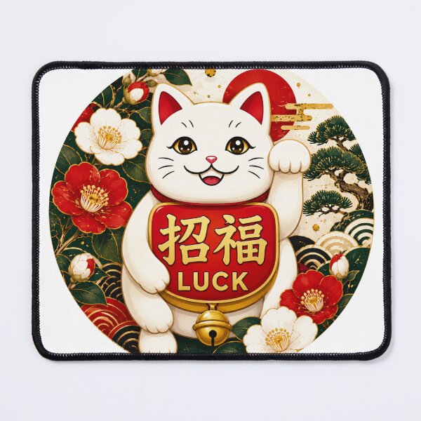 Item preview, Japanese Lucky Cat & Shofuku Kanji Art – Luck – Yukitsubaki Japanese Palette designed and sold by  Miyabi Tonaegoto Art.