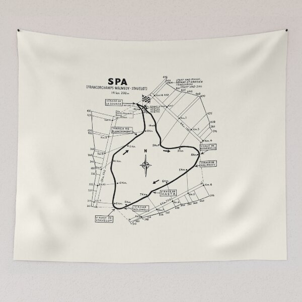 Item preview, 1950-1970 Spa Francorchamps circuit map - black print designed and sold by retropetrol.