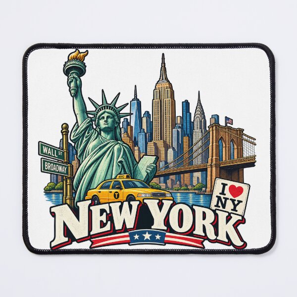 Item preview, New York City – Vintage NYC Landmarks Travel Art designed and sold by 50Pxels.