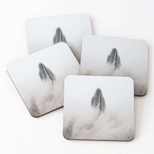 Item preview, Ethereal Hooded Ghost in Misty Field - Minimalist Dark Photography designed and sold by Elite Wall Art.