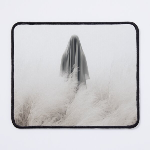 Item preview, Ethereal Hooded Ghost in Misty Field - Minimalist Dark Photography designed and sold by Elite Wall Art.