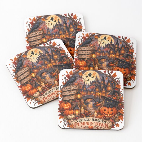 Item preview, Vintage Haunted Pumpkin Town Halloween designed and sold by Gapanaart.