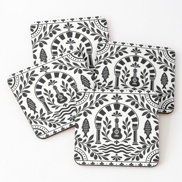 Item preview, Black and White Andalusian Tile Pattern – Spanish Mediterranean Home Decor designed and sold by PrintGo26.