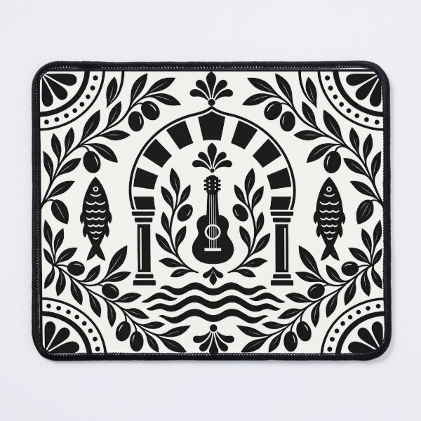 Item preview, Black and White Andalusian Tile Pattern – Spanish Mediterranean Home Decor designed and sold by PrintGo26.