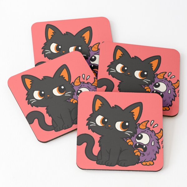 Item preview, Cute Black Cat and Purple Monster Halloween designed and sold by MewMade.