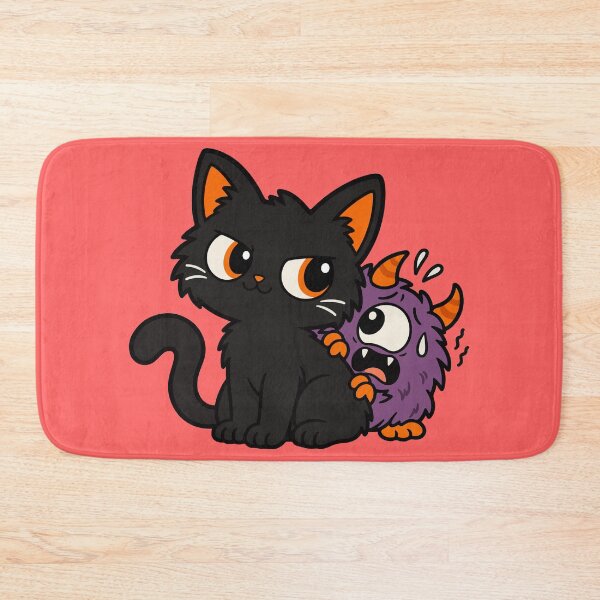 Item preview, Cute Black Cat and Purple Monster Halloween designed and sold by MewMade.