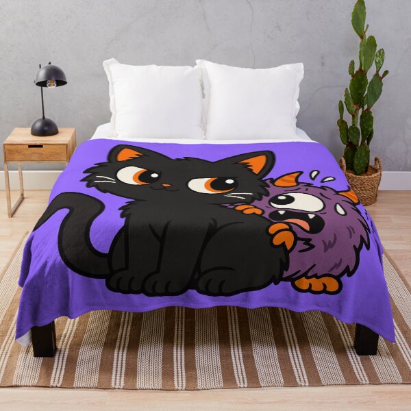 Item preview, Cute Black Cat and Purple Monster Halloween designed and sold by MewMade.