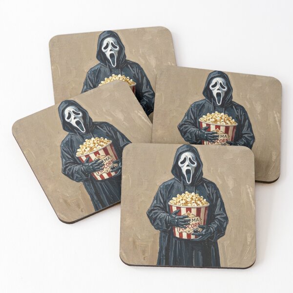 Item preview, Ghostface Holding Movie Popcorn - Slasher Horror Oil Painting Art designed and sold by Silly Goose Party.