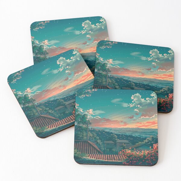 Item preview, Japanese Hillside at Sunset | Anime Evening Scenery designed and sold by bella-rosa87.