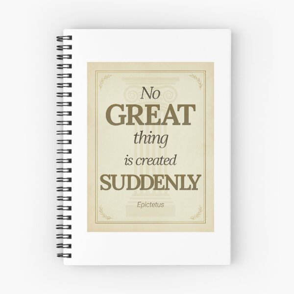 Item preview, No Great Thing Is Created Suddenly - Epictetus - Elegant Script Stoic Quote - Black and Gold Version designed and sold by Stoic Core.