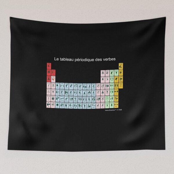 Item preview, A playful visual periodic table of French verbs - white letters designed and sold by VerbaDidactica.