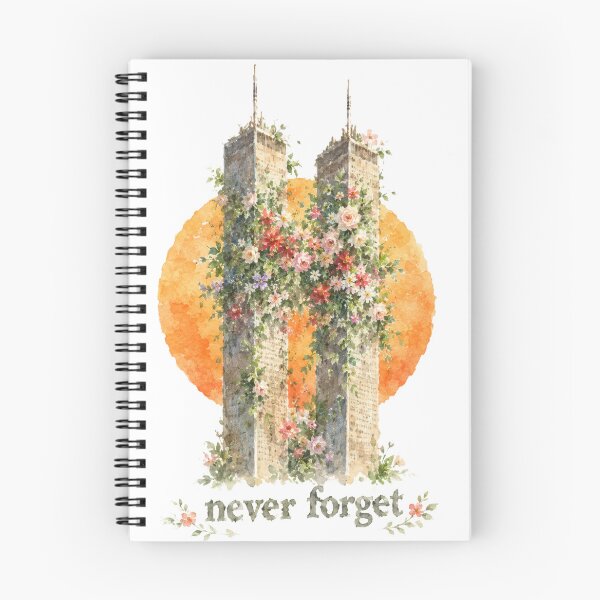 Item preview, Never Forget Twin Towers Watercolor Memorial Art | September 11 Floral Tribute Remembrance Print designed and sold by darkdotsdesigns.
