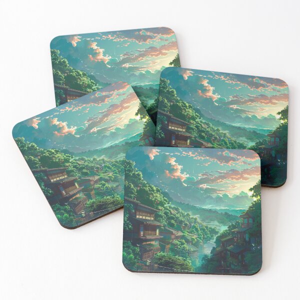 Item preview, Rainy Mountain Village at Sunset | Anime Japan Scenery designed and sold by bella-rosa87.