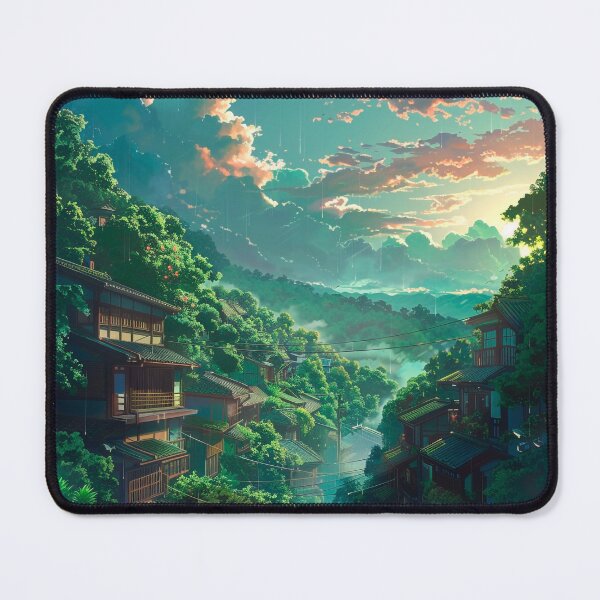 Item preview, Rainy Mountain Village at Sunset | Anime Japan Scenery designed and sold by bella-rosa87.