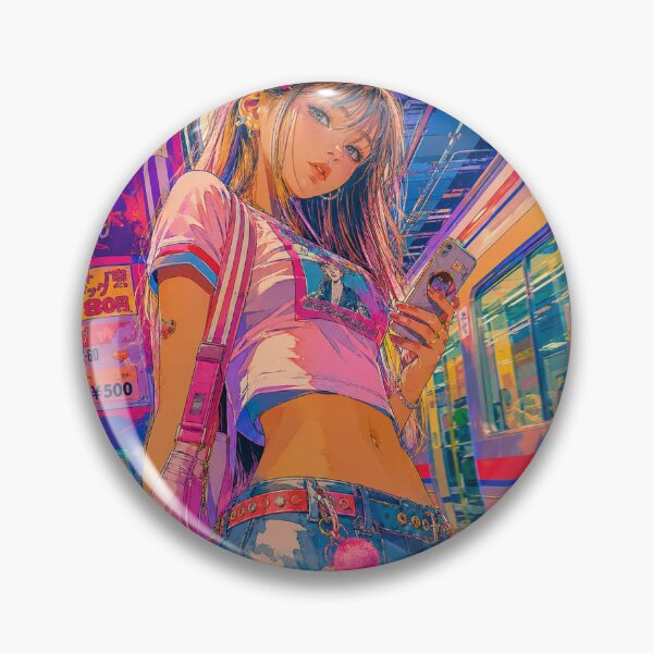 Item preview, Neon Tokyo Girl – Y2K Retro Subway Pop Art | Japanese Street Style & Psychedelic Train designed and sold by アミヤジャ.