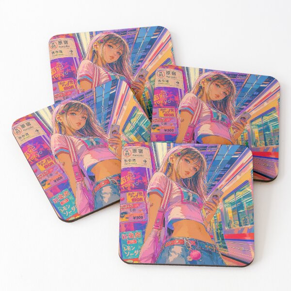 Item preview, Neon Tokyo Girl – Y2K Retro Subway Pop Art | Japanese Street Style & Psychedelic Train designed and sold by アミヤジャ.