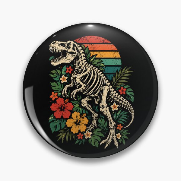 Item preview, Tropical Sunset Dinosaur Skeleton Retro Floral designed and sold by Moizento.
