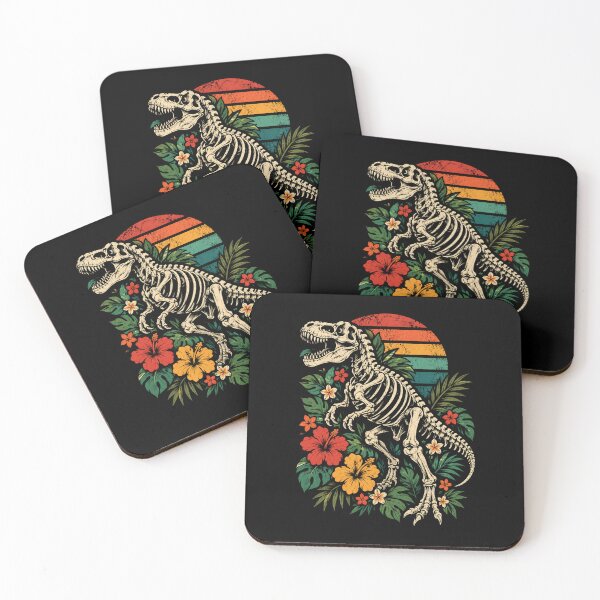 Item preview, Tropical Sunset Dinosaur Skeleton Retro Floral designed and sold by Moizento.