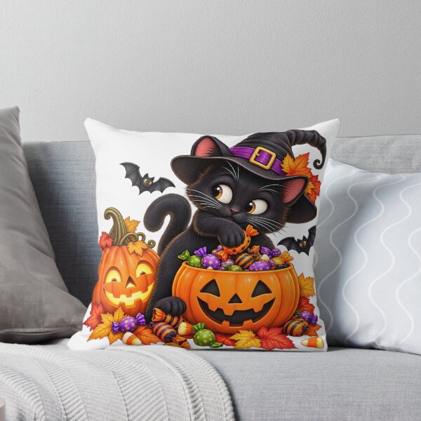Item preview, Mischievous Halloween Cat – Sneaking Candy From the Pumpkin designed and sold by Clothes With Smiling Animals Walt Gral.