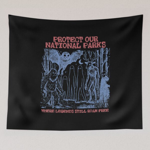 Item preview, Cryptid National Parks Folk Horror Forest Conservation Vintage Graphic designed and sold by ariannagarci.
