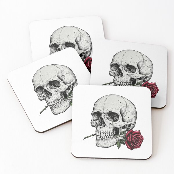 Item preview, Skull With Red Rose designed and sold by Bad-Decisions-Designs.