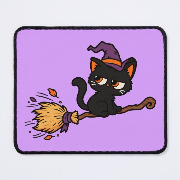 Item preview, Black Cat Witch Riding Broom Halloween designed and sold by MewMade.