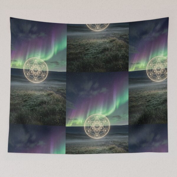 Item preview, Glowing Metatron's Cube Aurora Borealis Night | Monkeybusiness designed and sold by monkeybusiness.pt.