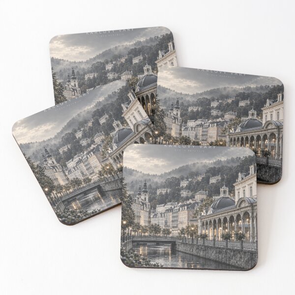 Item preview, Karlovy Vary Cinematic Monochrome City Artwork designed and sold by MichaeIRellov.