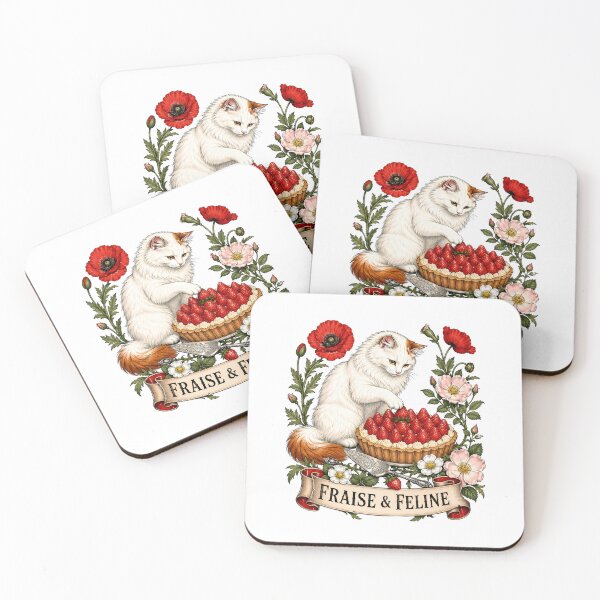 Item preview, Strawberry Feline White Cat Strawberry Tart designed and sold by Old's Cool Cat Studio.