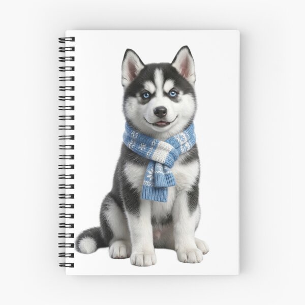 Item preview, 3D Realistic Siberian Husky Puppy with Blue Winter Scarf - Cute Cooled-Eyes Art designed and sold by meghnad.