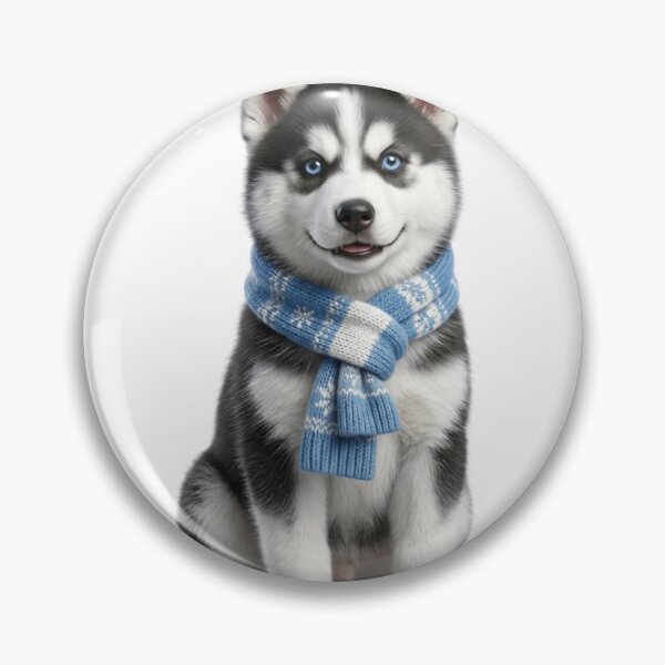 Item preview, 3D Realistic Siberian Husky Puppy with Blue Winter Scarf - Cute Cooled-Eyes Art designed and sold by meghnad.
