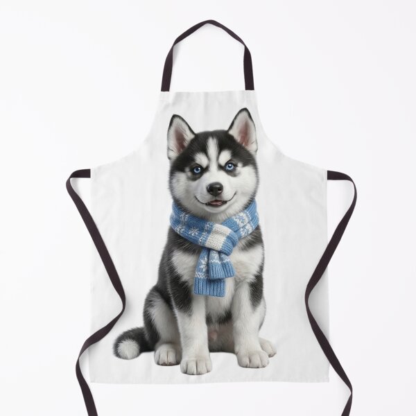 Item preview, 3D Realistic Siberian Husky Puppy with Blue Winter Scarf - Cute Cooled-Eyes Art designed and sold by meghnad.
