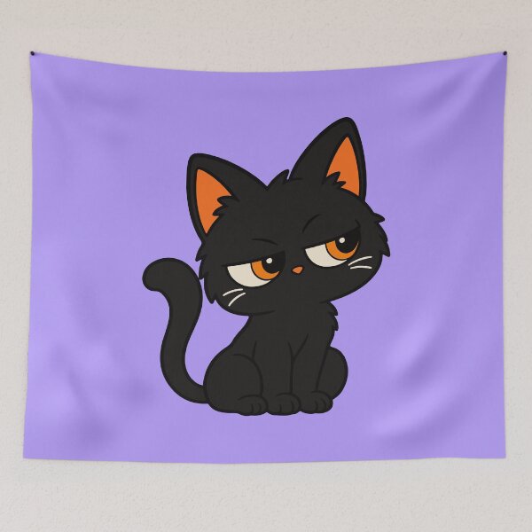 Item preview, Simple Black Cat Orange Eyes Cute Spooky designed and sold by MewMade.