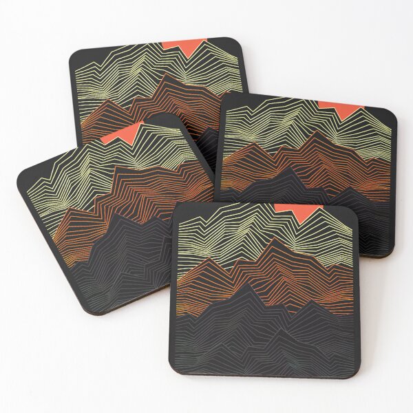 Item preview, Geometric Mountain Sunset Line Art designed and sold by YarningsandYear.