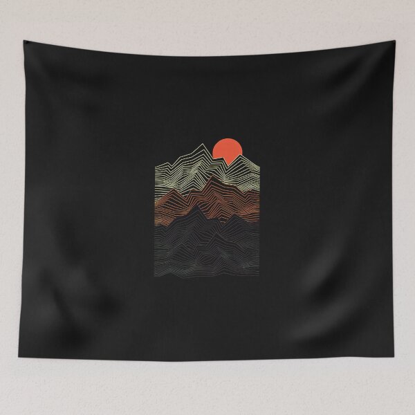 Item preview, Geometric Mountain Sunset Line Art designed and sold by YarningsandYear.