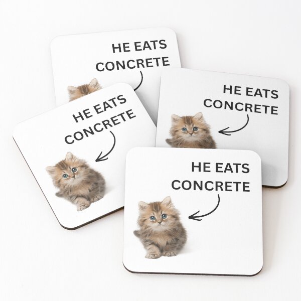 Item preview, he eats concrete cat meme designed and sold by Earlrose.