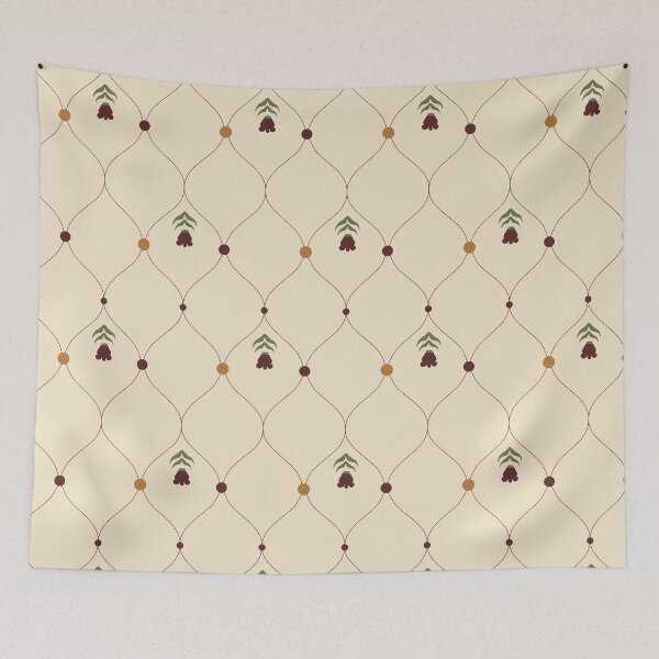 Item preview, Thai Crown Flower Lattice – Antique Cream Vintage Floral Pattern designed and sold by NATHA PALETTE.