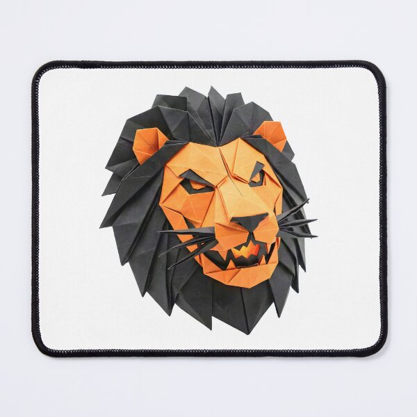 Item preview, Fierce Halloween Lion Head - Orange and Black Low Poly Art designed and sold by Marcu Ioachim.