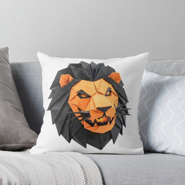 Item preview, Fierce Halloween Lion Head - Orange and Black Low Poly Art designed and sold by Marcu Ioachim.