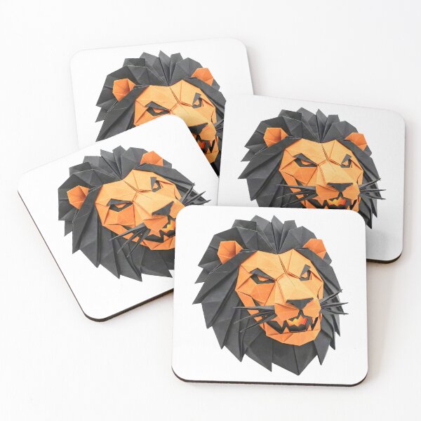 Item preview, Fierce Halloween Lion Head - Orange and Black Low Poly Art designed and sold by Marcu Ioachim.