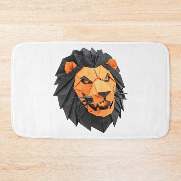 Item preview, Fierce Halloween Lion Head - Orange and Black Low Poly Art designed and sold by Marcu Ioachim.