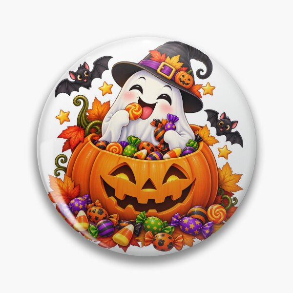 Item preview, Happy Halloween Ghost – Pumpkin Candy Treat designed and sold by Clothes With Smiling Animals Walt Gral.