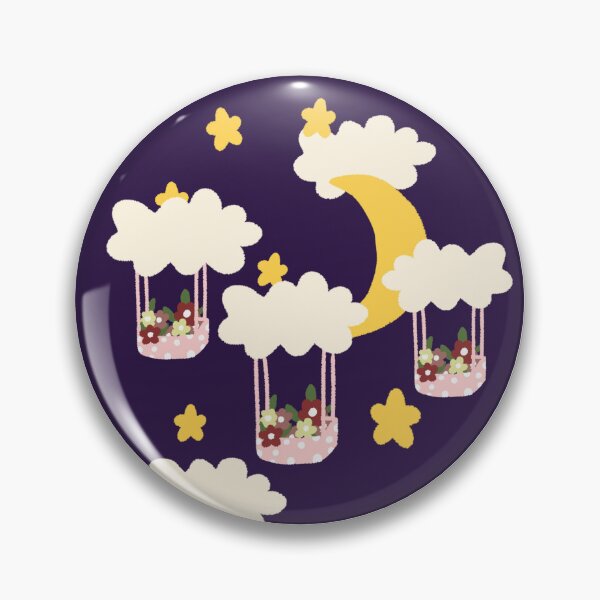 Item preview, Hand-Drawn Cloud Moon Flower Balloon Night Sky designed and sold by Tanapan2529.