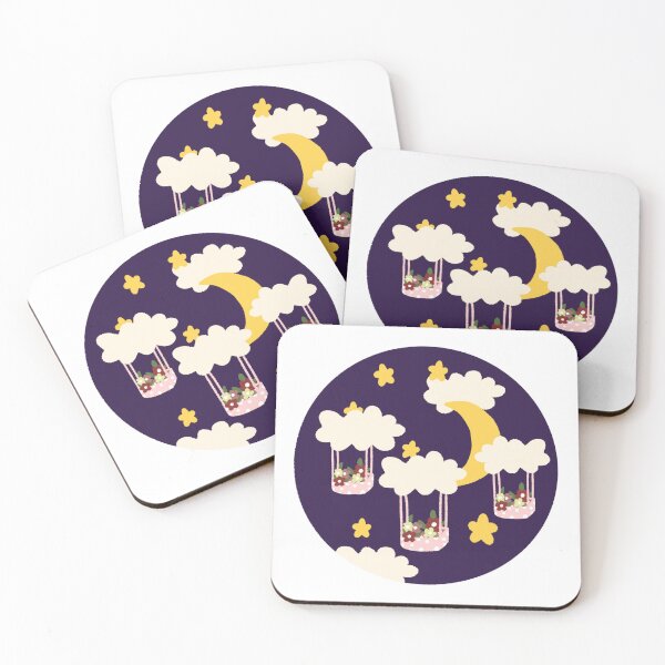 Item preview, Hand-Drawn Cloud Moon Flower Balloon Night Sky designed and sold by Tanapan2529.