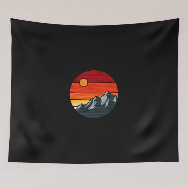 Item preview, Retro Mountain Sunset Circle Graphic designed and sold by YarningsandYear.